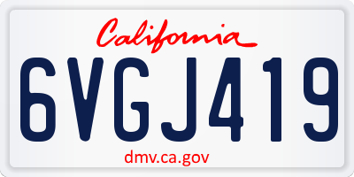 CA license plate 6VGJ419