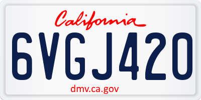 CA license plate 6VGJ420