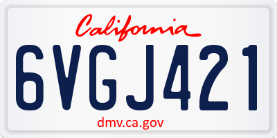 CA license plate 6VGJ421