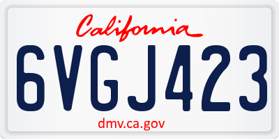 CA license plate 6VGJ423