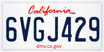 CA license plate 6VGJ429