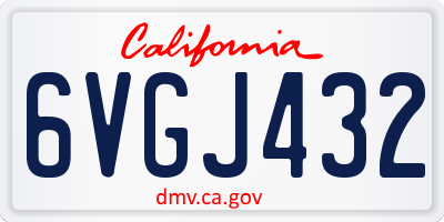 CA license plate 6VGJ432
