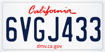 CA license plate 6VGJ433