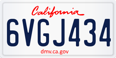 CA license plate 6VGJ434