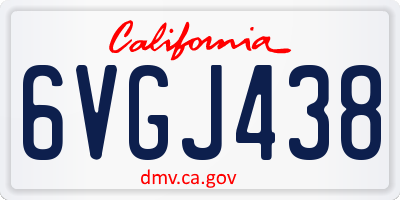 CA license plate 6VGJ438