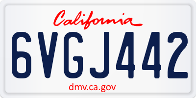 CA license plate 6VGJ442