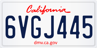 CA license plate 6VGJ445