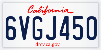 CA license plate 6VGJ450