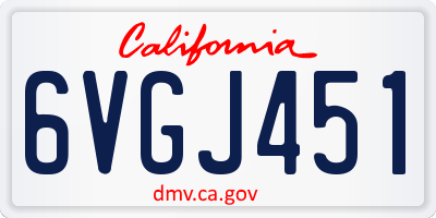 CA license plate 6VGJ451