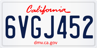 CA license plate 6VGJ452