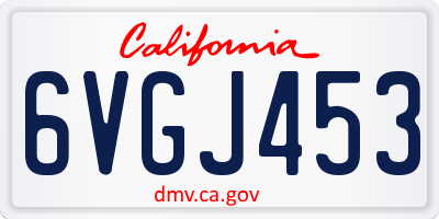 CA license plate 6VGJ453