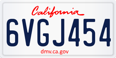 CA license plate 6VGJ454