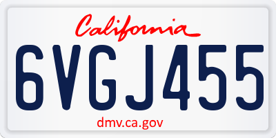 CA license plate 6VGJ455