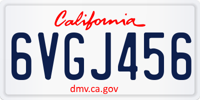 CA license plate 6VGJ456
