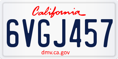 CA license plate 6VGJ457