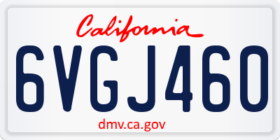 CA license plate 6VGJ460