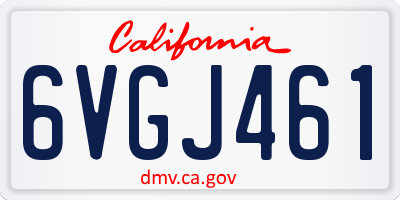 CA license plate 6VGJ461