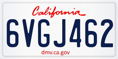 CA license plate 6VGJ462