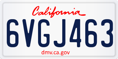 CA license plate 6VGJ463