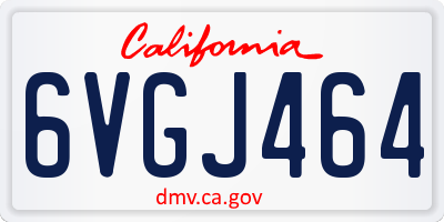 CA license plate 6VGJ464