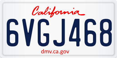 CA license plate 6VGJ468
