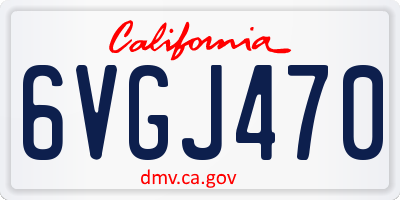 CA license plate 6VGJ470
