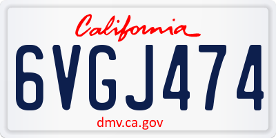 CA license plate 6VGJ474