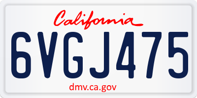 CA license plate 6VGJ475