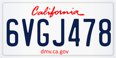 CA license plate 6VGJ478