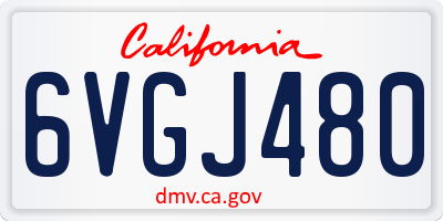 CA license plate 6VGJ480