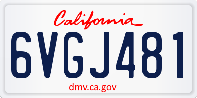 CA license plate 6VGJ481