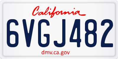 CA license plate 6VGJ482