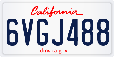CA license plate 6VGJ488