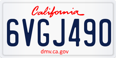 CA license plate 6VGJ490