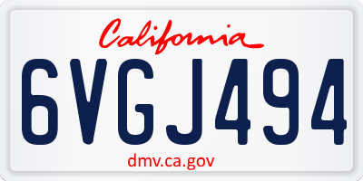 CA license plate 6VGJ494