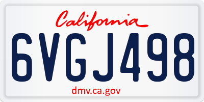 CA license plate 6VGJ498