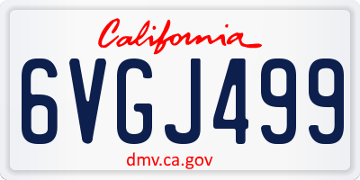 CA license plate 6VGJ499