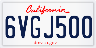 CA license plate 6VGJ500