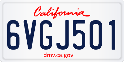 CA license plate 6VGJ501