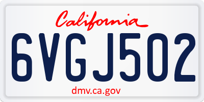 CA license plate 6VGJ502