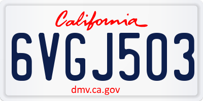 CA license plate 6VGJ503
