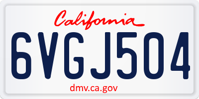 CA license plate 6VGJ504