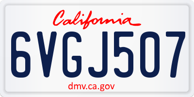 CA license plate 6VGJ507