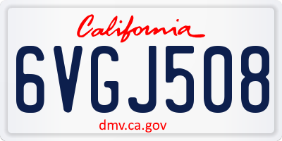 CA license plate 6VGJ508
