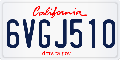 CA license plate 6VGJ510