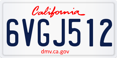 CA license plate 6VGJ512
