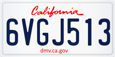 CA license plate 6VGJ513