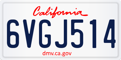 CA license plate 6VGJ514