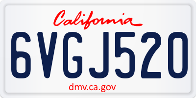 CA license plate 6VGJ520