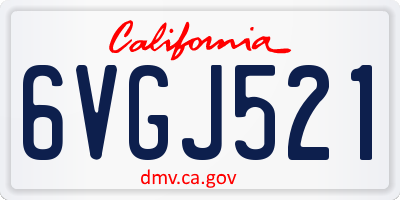 CA license plate 6VGJ521
